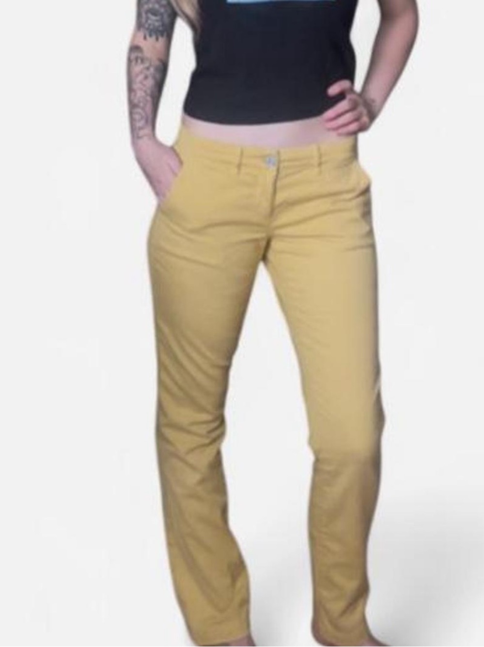 Anthropologie Pilcro Hyphen Embroidered Chino Pants Yellow Size 26